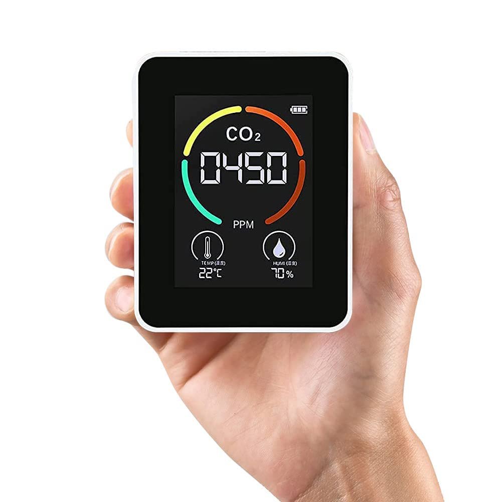 Air Quality Monitor Meter, Indoor CO2 Alarm Detector, Real-Time Readings 3 in 1 Air Digital Thermometer Humidity Tester for Wine Cellars, Homes, Office,Car，Grow Tents