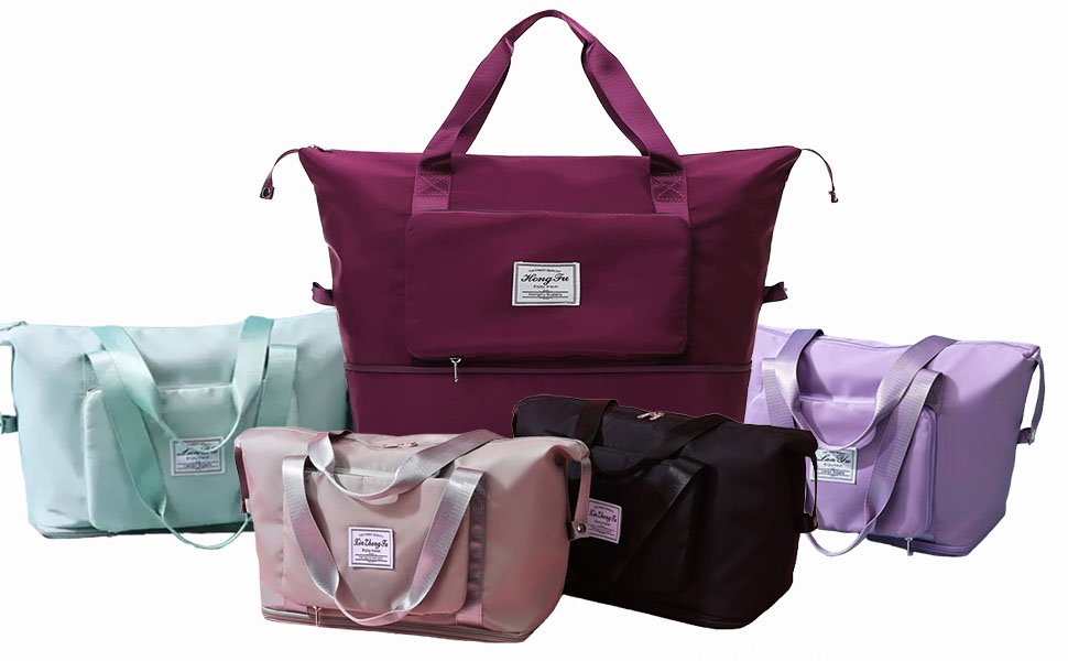 Foldable Travel Duffel Bag for Women,Carry on Bag for Airplane,Expandable Waterproof Overnight Weekend Bag with Wet Pocket & Luggage Sleeve,Lighetweight Sport Tote Gym Bag Hospital Bag Foldable Travel Duffel Bag for Women,Carry on Bag for Airplane,Expandable Waterproof Overnight Weekend Bag with Wet Pocket & Luggage Sleeve,Lighetweight Sport Tote Gym Bag Hospital Bag