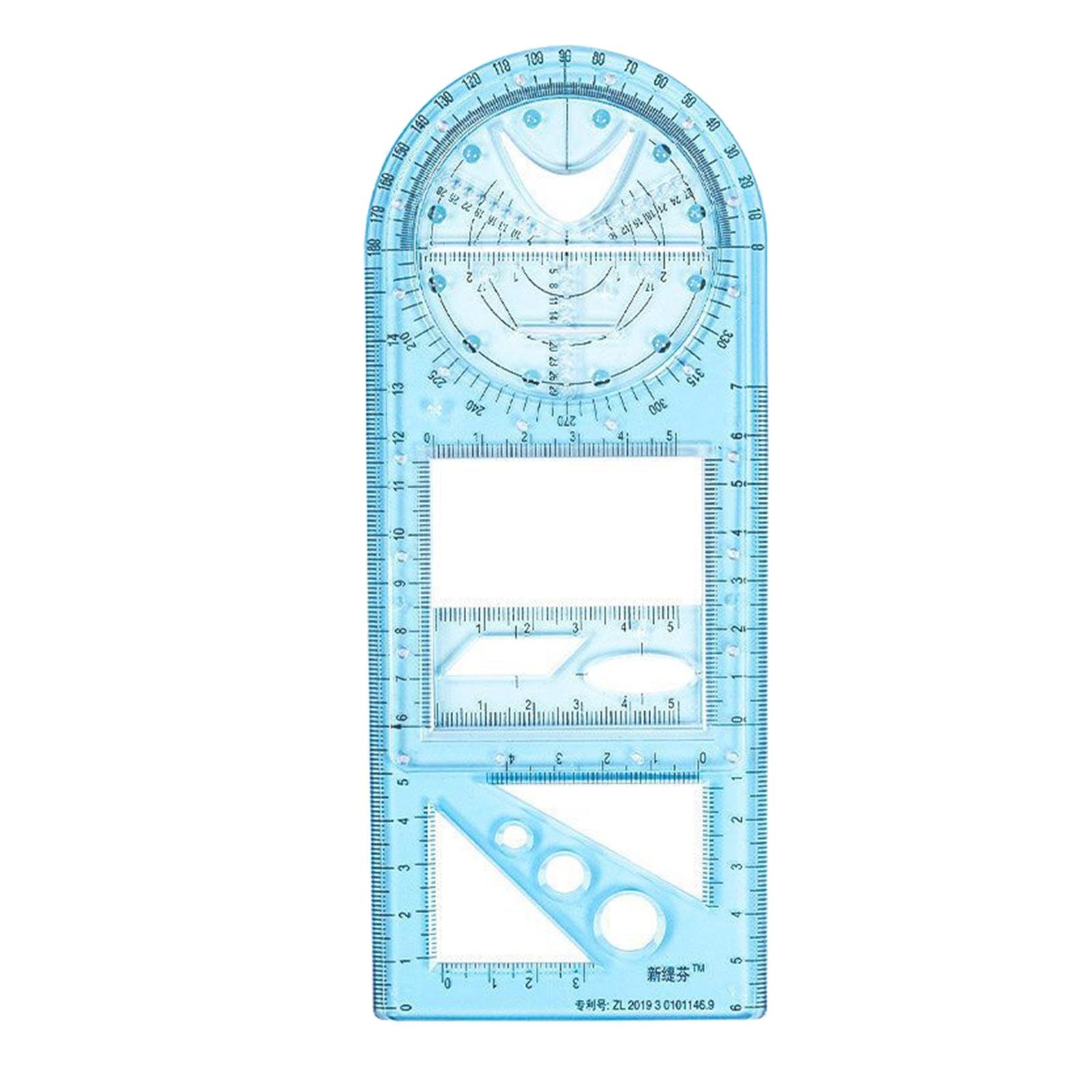 Rmiddle Ruler Multifunctional Geometric Ruler Blue Middle