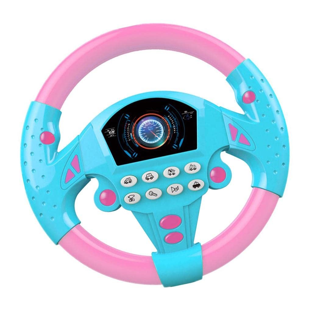 Simulated Steering Wheel Toy Pretend Adventure Toy for Kids Pink