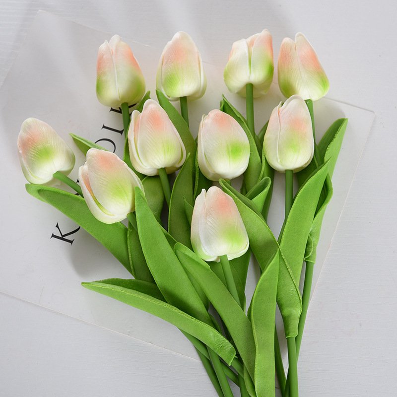 1pcs Length 34 Cm Raw Silk Tulip Artificial Flower (green-2)