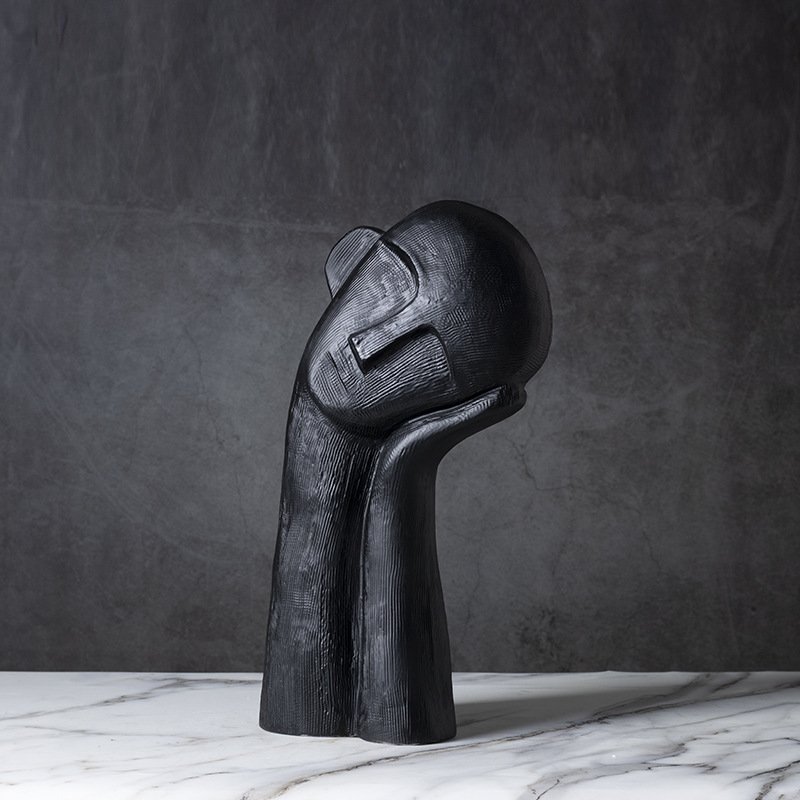 Modern And Minimalist Nordic Creative Crooked Head And Cheek Figures, Ceramic Handicrafts, Home Decoration, Model Room Decoration (black)