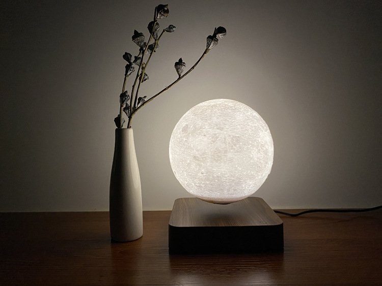 0.3W Magnetic Levitation Moon Lamp Atmosphere Night Lamp Bedroom Decoration Decorations Christmas Gift For Girlfriend's Birthday Gift 3 light color change