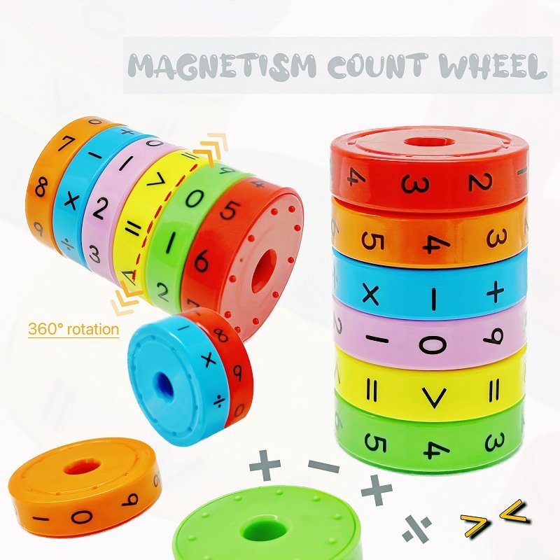 Magnetic Calculation Wheel Puzzle Toy Rotating Digital Rubik's Cube Addition, Subtraction, Multiplication And Division Arithmetic Toy