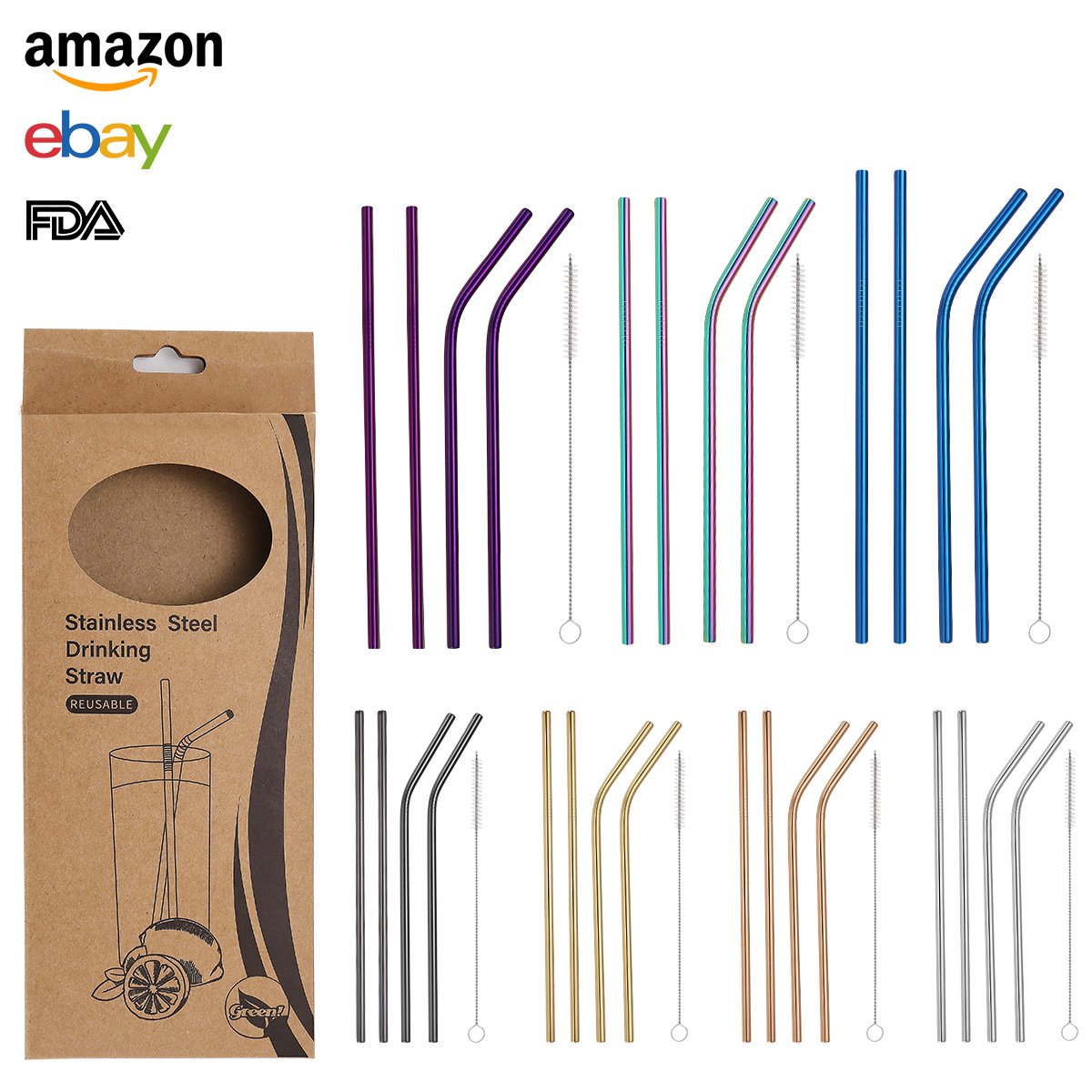 304 Stainless Steel Straw Set