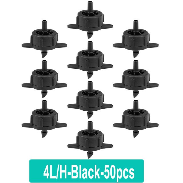 Drip Irrigation For Horticulture, Drip Garden, Potted Plants, Balcony Irrigation, Greenhouse Horticulture, Drip Irrigation, 2L4L8L Pressure Compensation Drip Head(50pcs 4L-black)