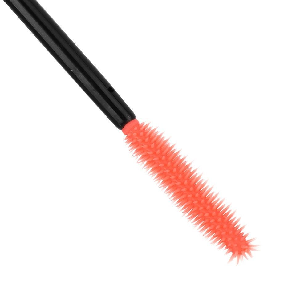 50 Pieces Black Stem Orange Head Silicone Brush Head Eyebrow Brush Disposable Grafting Eyelash Curling Eyelash Brush