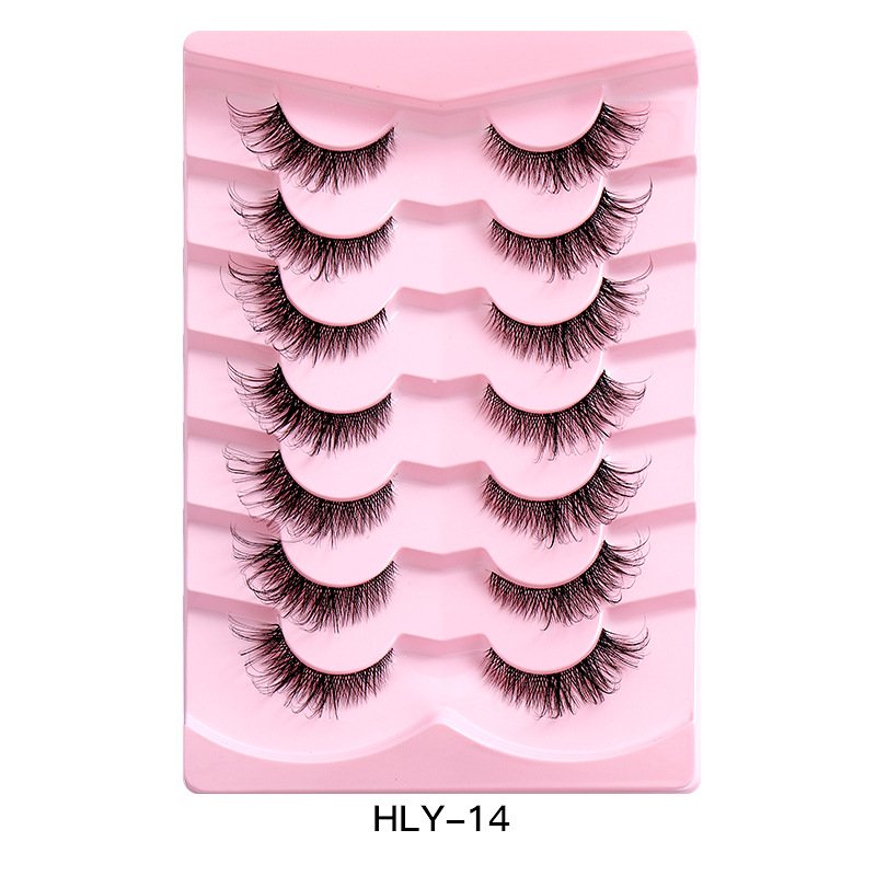 Popular 7-pair Fox Eye Fake Eyelashes Simulation Cat Eye Eyelashes (HLY-14)