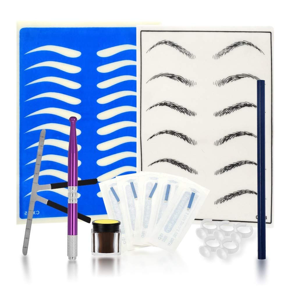Professional Eyebrow Permanent Tattoo Practice Kit Microblading Set Manual Eyebrow Pen Needle Pigment Ink Practise Skin Tool Professional Eyebrow Permanent Tattoo Practice Kit Microblading Set Manual Eyebrow Pen Needle Pigment Ink Practise Skin Tool