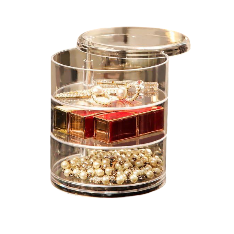 New Jewelry Storage Box With Multi-layer Rotating Simple And Transparent Sorting Accessories Box