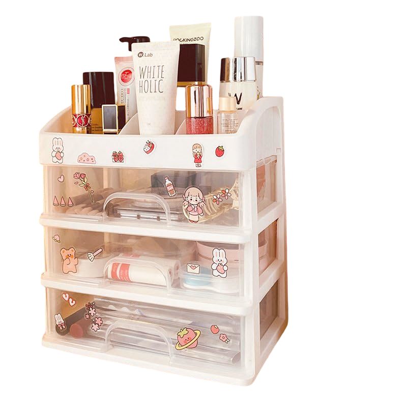 Stationery Storage Box With Random Carton Stickers (White-4 layers)