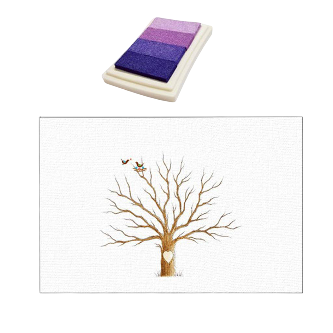 30X40CM Wedding Fingerprint Thumbprint Tree Guest Sign-in Book Purple
