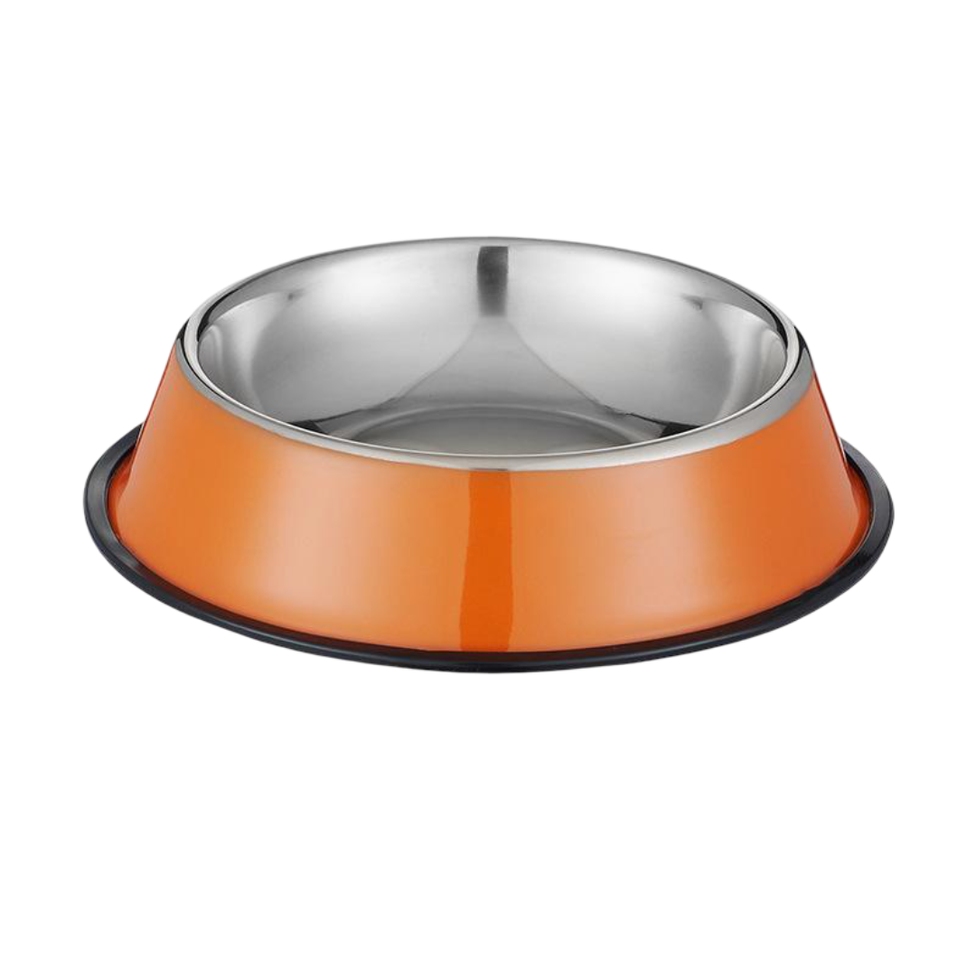 16cm Pet Stainless Steel Dog Bowl Cat Bowl Anti Slip And Drop Resistant Dog Food Basin Cat Water Basin Dog Basin Stainless Steel Pet Bowl (Orange)