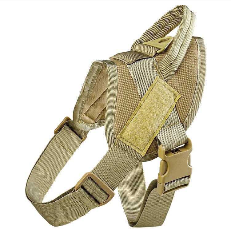 Dog Leash Explosion-proof Punching Tactical K9 Pet Chest Harness, Large Dog Vest Style Dog Leash (Khaki)