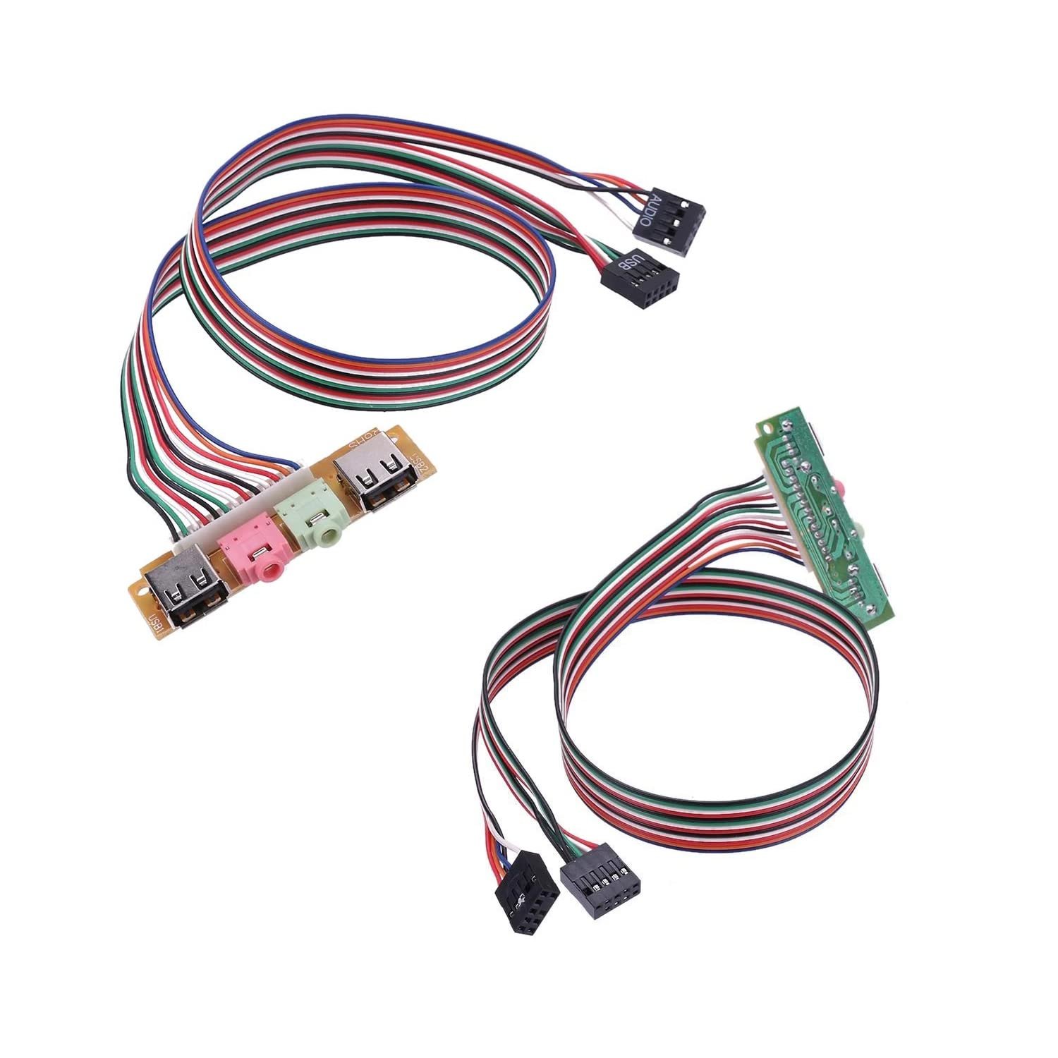 7.4cm PC Computer Case Front Panel USB Audio Port Mic Earphone Cable
