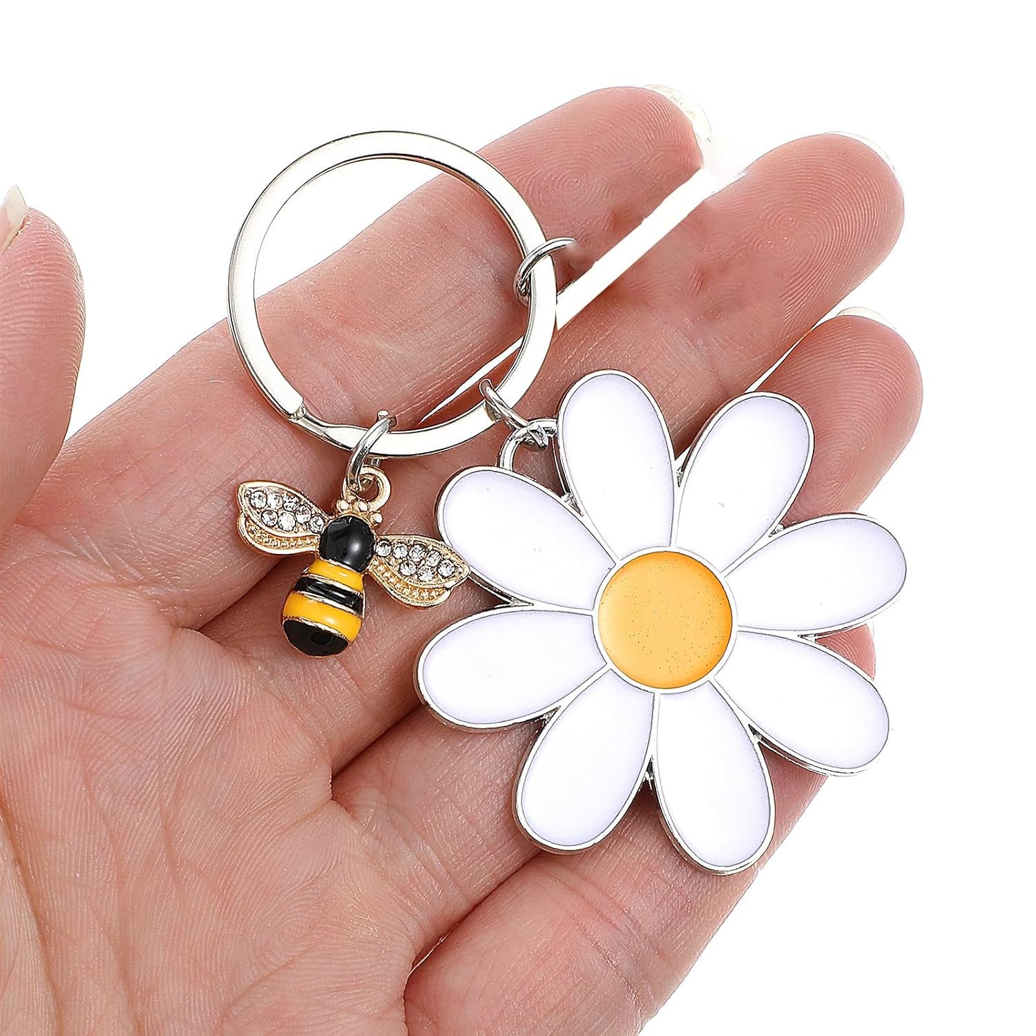 Daisy Flower Keychain wit...