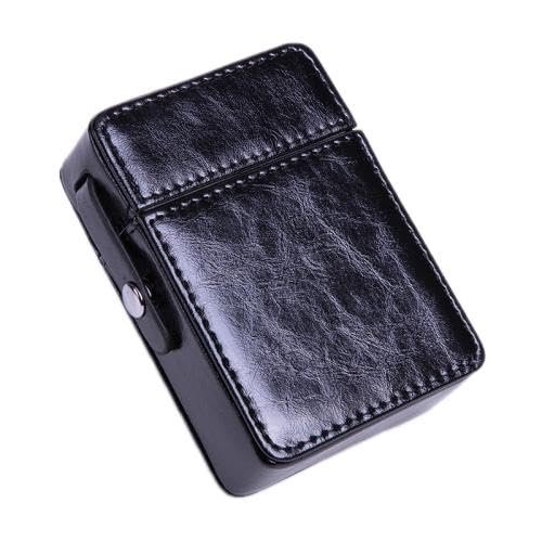 Men PU Leather Retro Lighter Cigarette Box