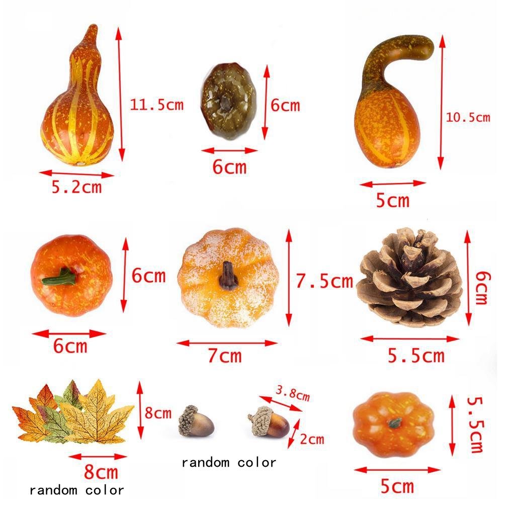 50PC Artificial Pumpkin Maple Leaf Pine Cones Set Fake Realistic Foam Farmhouse Table Centerpiece Party Decoration Outdoor Decor Fall Decor Farmhouse Autumn