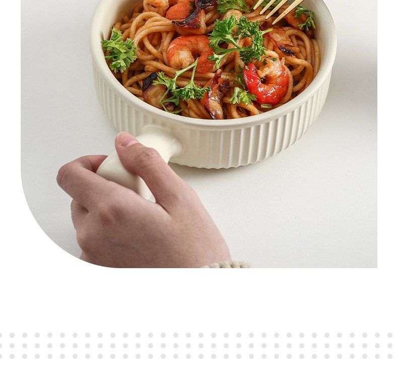 Ceramic Baking Bowl With Handle Tableware (Pink)