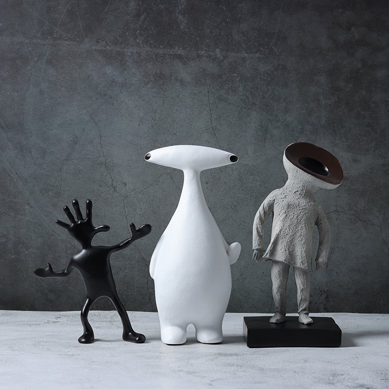 Modern Nordic Creative Cartoon Abstract Characters, Animal Resin Handicrafts, Home Decoration, Model Room Soft Decorations (white) Modern Nordic Creative Cartoon Abstract Characters, Animal Resin Handicrafts, Home Decoration, Model Room Soft Decorations (white)