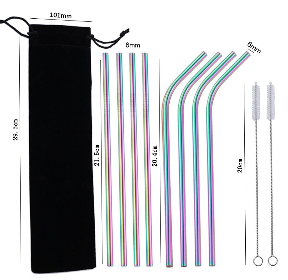 304 Color Metal Stainless Steel Straw Portable Set 304 Color Metal Stainless Steel Straw Portable Set
