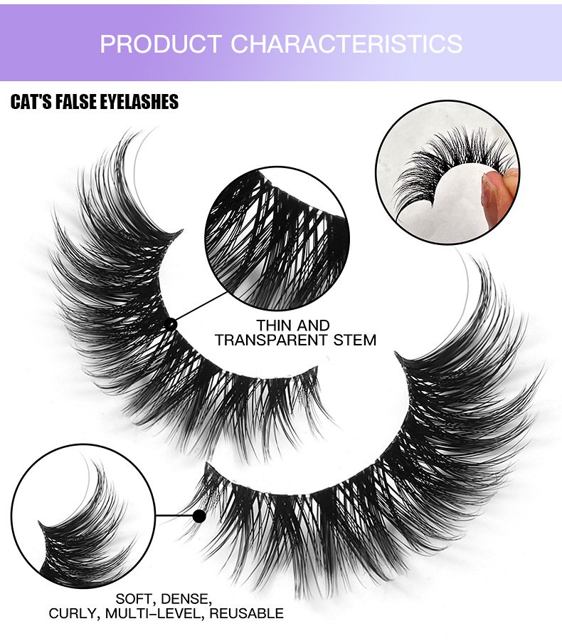 Popular 7-pair Fox Eye Fake Eyelashes Simulation Cat Eye Eyelashes (HLY-16)