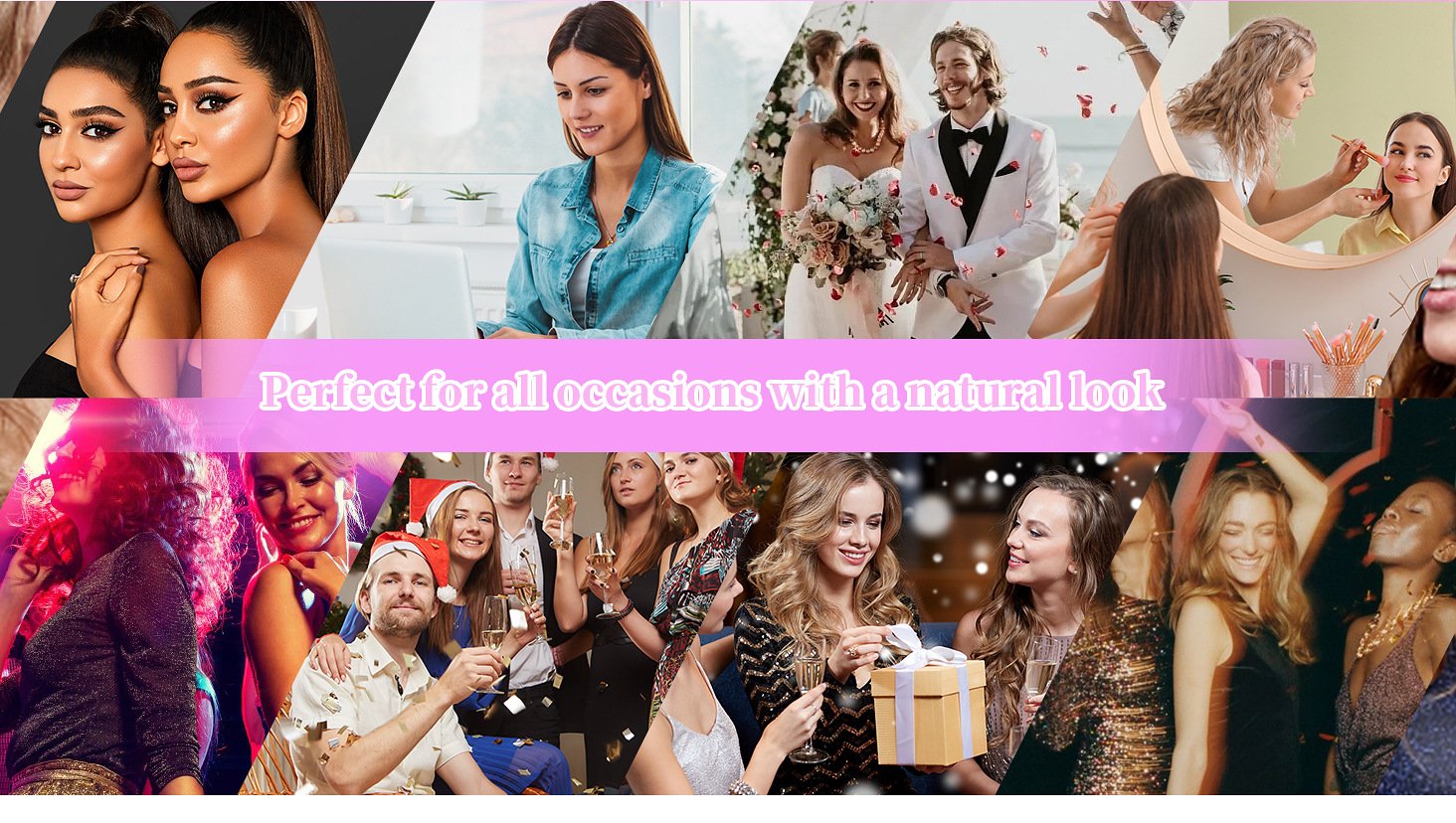 168 Cluster D Curved Hair Glue Tweezers Set, Thick Oblique Flying Segmented Grafting False Eyelashes (DIY-SET-074+Pink Kit)