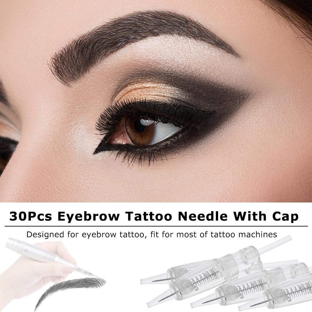 30Pcs Eyebrow Tattoo Needle With Cap Disposable Sterilized Tattoo Needle for Tattoo Pen Machine Microblading Pen For Eyebrows Lip Tattooing 30Pcs Eyebrow Tattoo Needle With Cap Disposable Sterilized Tattoo Needle for Tattoo Pen Machine Microblading Pen For Eyebrows Lip Tattooing