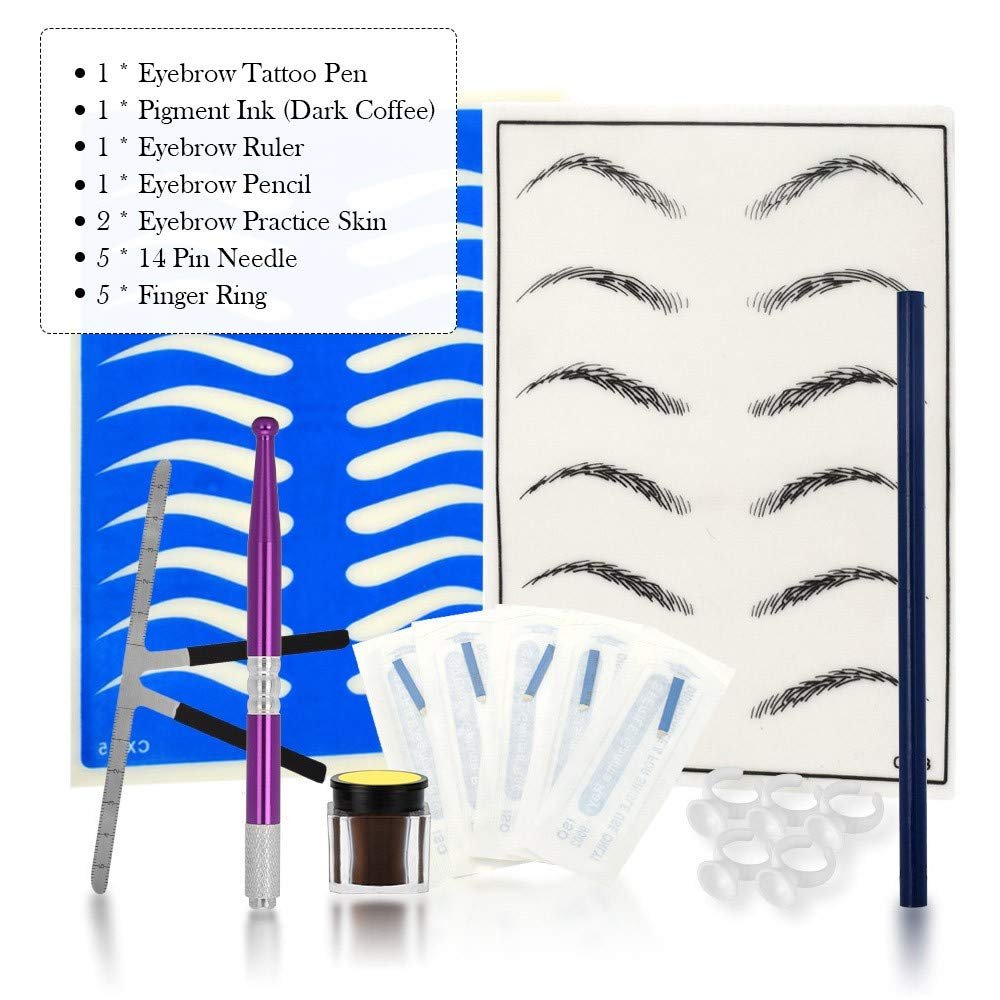 Professional Eyebrow Permanent Tattoo Practice Kit Microblading Set Manual Eyebrow Pen Needle Pigment Ink Practise Skin Tool Professional Eyebrow Permanent Tattoo Practice Kit Microblading Set Manual Eyebrow Pen Needle Pigment Ink Practise Skin Tool