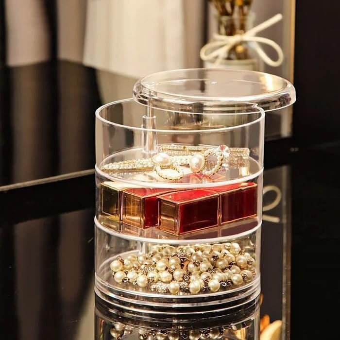 New Jewelry Storage Box With Multi-layer Rotating Simple And Transparent Sorting Accessories Box