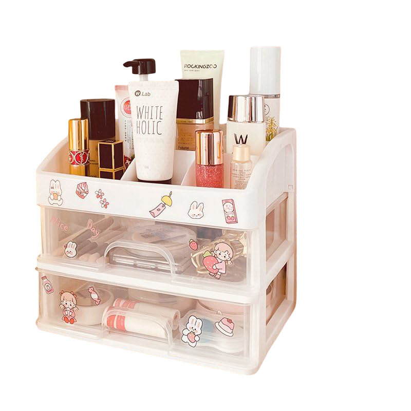 Stationery Storage Box With Random Carton Stickers (White-3 layers) Stationery Storage Box With Random Carton Stickers (White-3 layers)