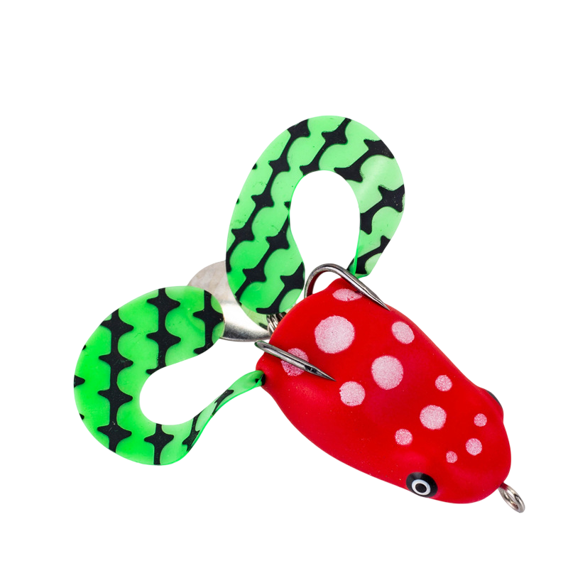 Lure Long Throw Black Thunder Frog 4cm 7.5g Curled Tail Attracting Fish Frog Spot Floating Water Frog Double Hook With Sequins