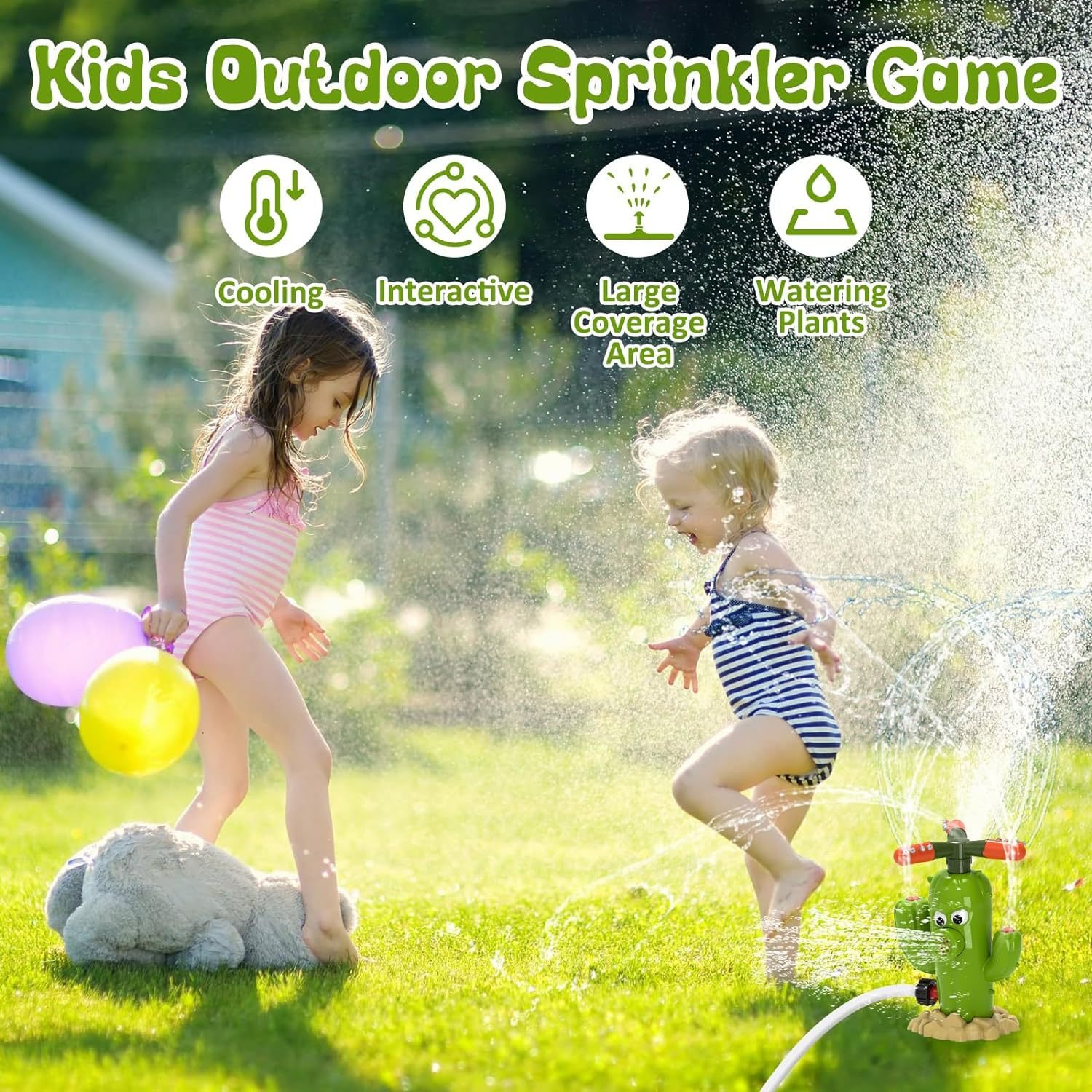 Outdoor Water Spray Cactus Rotating Sprinkler Automatic Water Spray Courtyard Garden Water Playing Toy