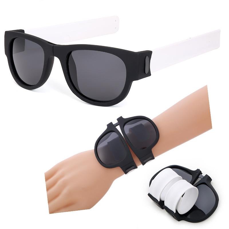 Slap Wristband Wrist Folding Sunglasses Trendy Foldable Sun Glasses (White) Slap Wristband Wrist Folding Sunglasses Trendy Foldable Sun Glasses (White)
