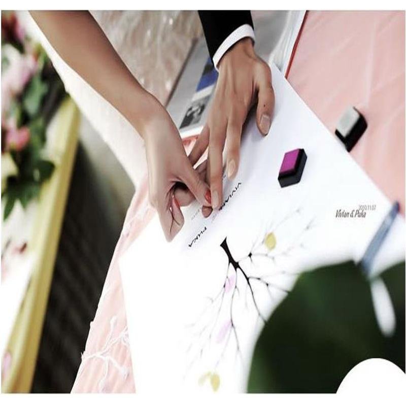 30X40CM Wedding Fingerprint Thumbprint Tree Guest Sign-in Book Purple