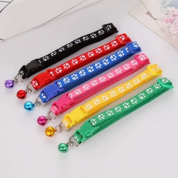 1cm*19-32cm Pet Collar Footprint Paw Print Bell Collar (Watermelon Red)
