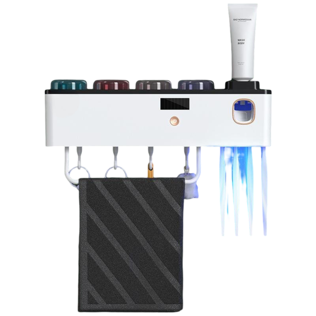 Disinfection Toothbrush Holder Upgraded Cup Toothbrush Sterilizer Suction Wall Multifunctional Toothbrush Disinfection Storage Rack (White-3 cups-disinfect toothbrush)