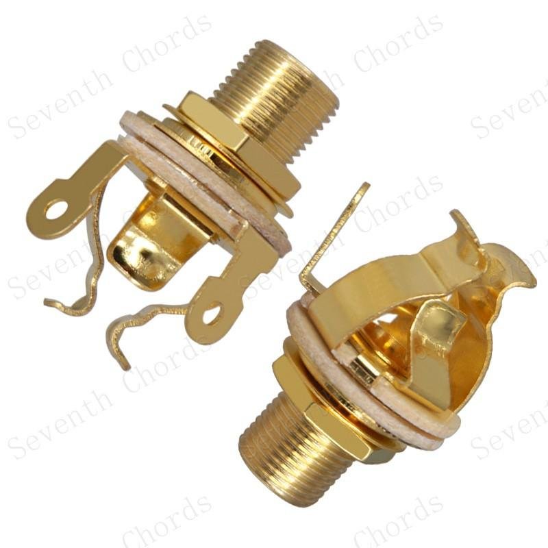 Brass Multi-point Pickup Mono Bass Guitar Jack Output Socket Interface (Golden) Brass Multi-point Pickup Mono Bass Guitar Jack Output Socket Interface (Golden)