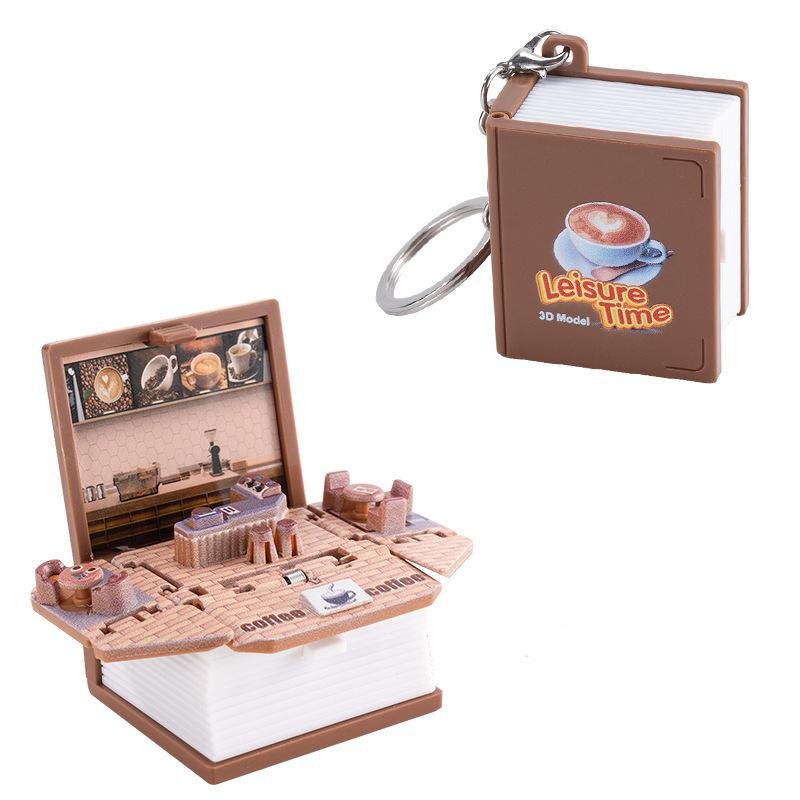 Mini 3D Stereoscopic Keychain Folding Pop Up Book-opp Bag Packing (A)